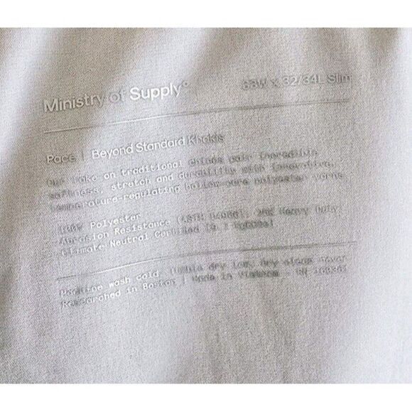 Ministry Of Supply Pants Pace Beyond Standard Khakis Men' Size 33x32 Slim Beige - Picture 8 of 8